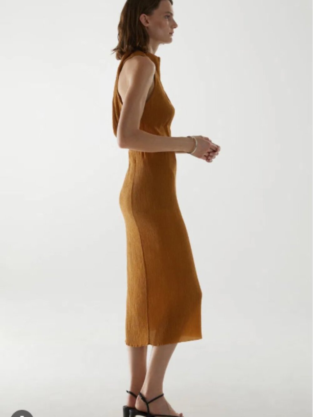 COS Cupro Silk Mix Plisse Top and Pleated Midi Skirt Set - Picture 2 of 6